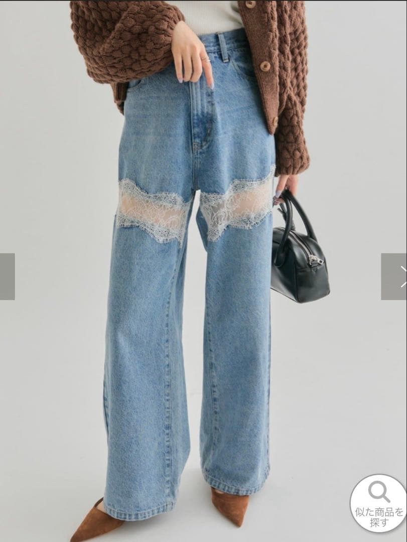 mystic レース切り替えデニム☆ブルー サイズ1