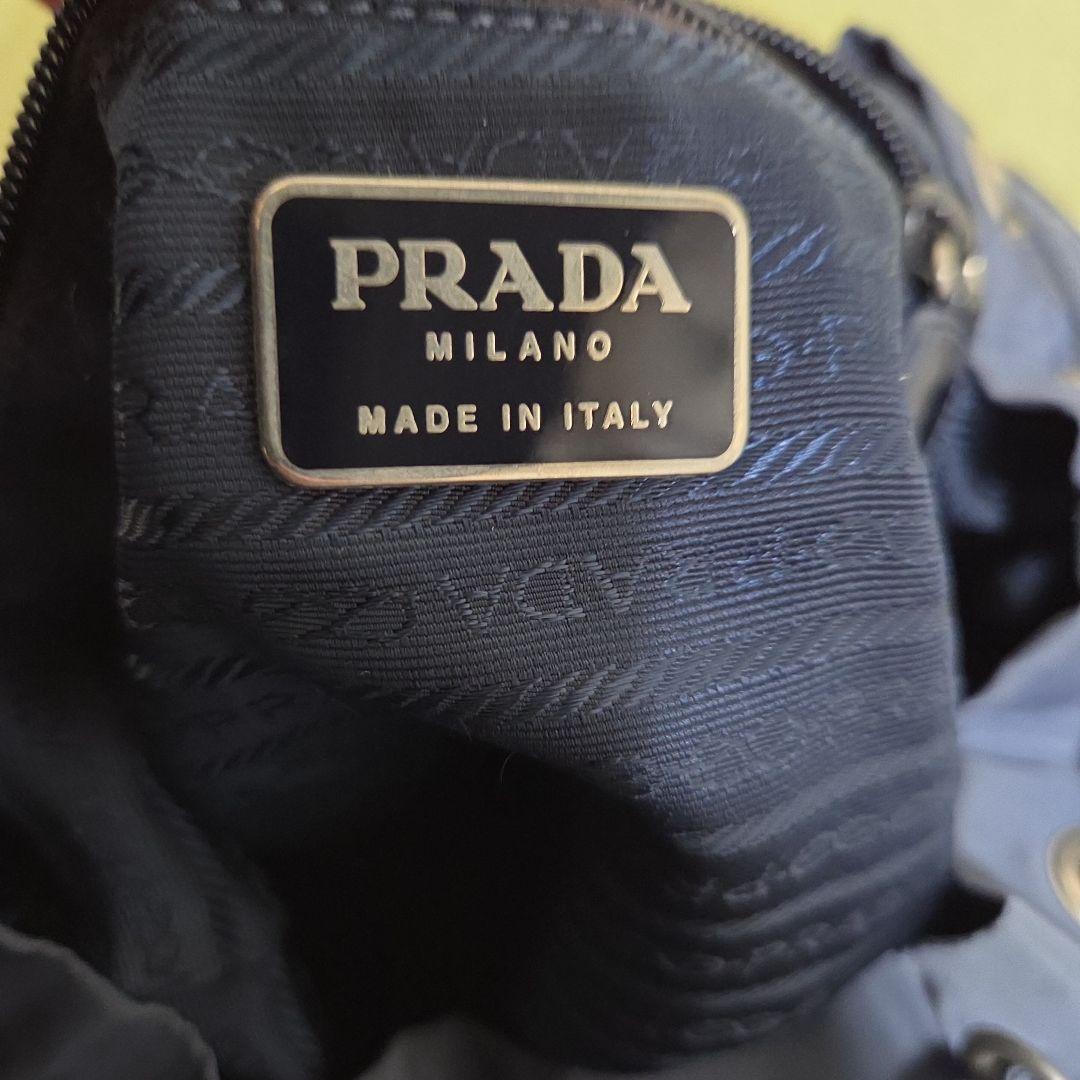 【美品】プラダ PRADA ミニリュック ナイロン レザー 三角ロゴ 紺色