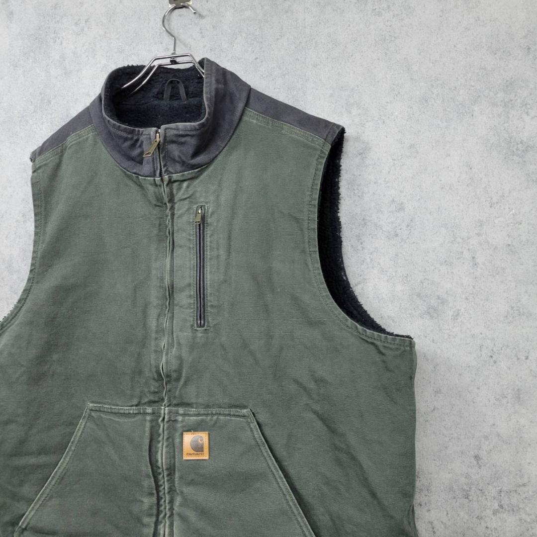 古着 90s メキシコ製 カーハート ダックジャケット ベスト カーキ XL
