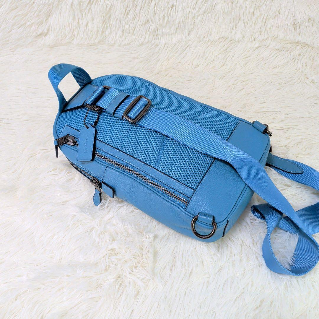 希少カラー✨️　COACH　メトロポリタン　ボディバッグ　ブルー　レザー