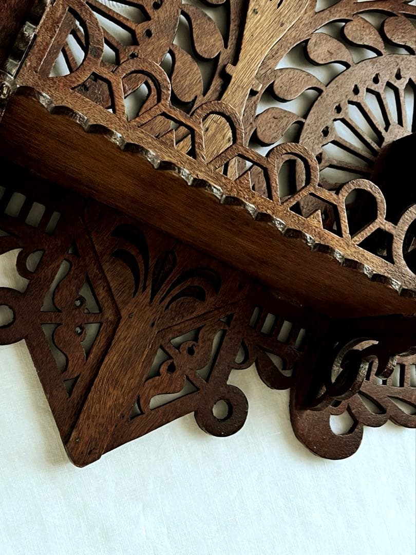 【美品】フランスアンティーク 木細工装飾 木製ウォールシェルフ[2931]