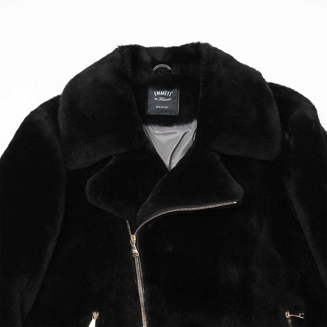 新品同様 エンメティEMMETI GIRO MERINOS ムートン 黒 48