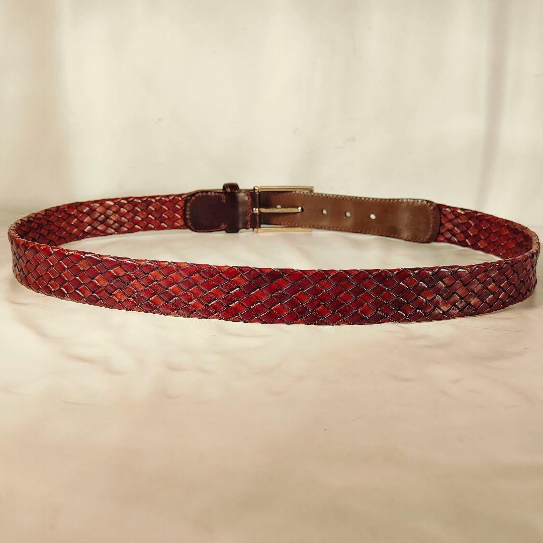 【極艶美品】Brooks Brothers　高級編み込みドレスベルト　イタリア製