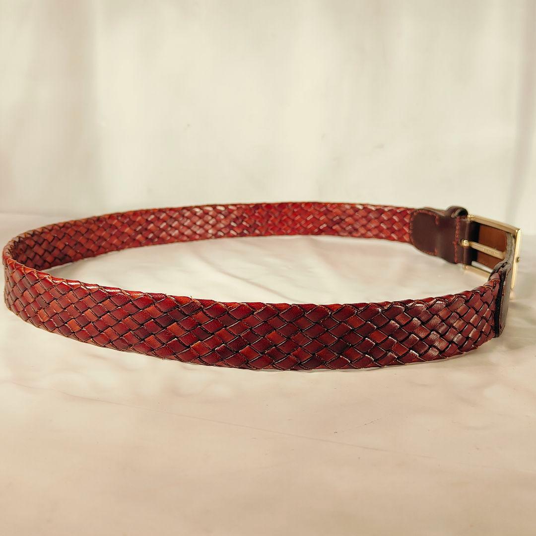 【極艶美品】Brooks Brothers　高級編み込みドレスベルト　イタリア製