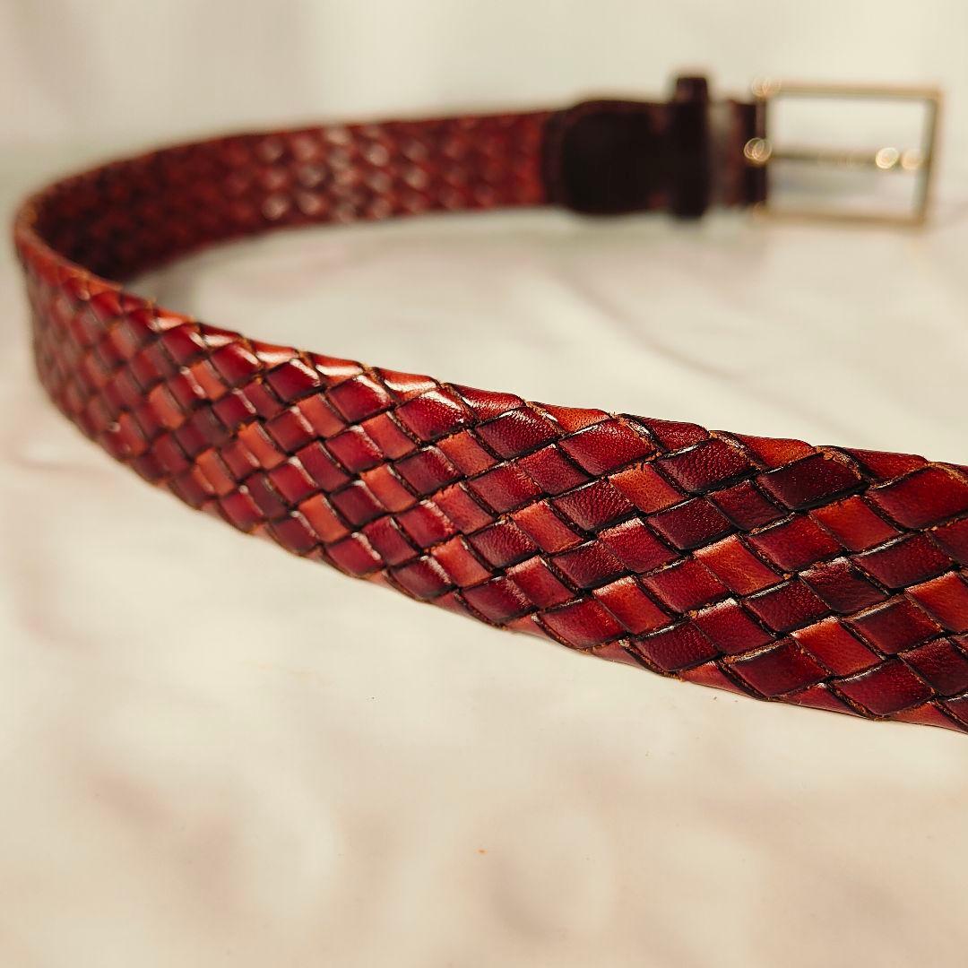 【極艶美品】Brooks Brothers　高級編み込みドレスベルト　イタリア製