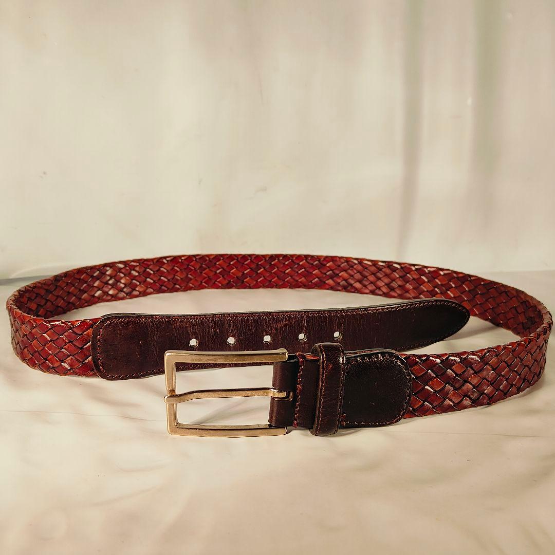 【極艶美品】Brooks Brothers　高級編み込みドレスベルト　イタリア製