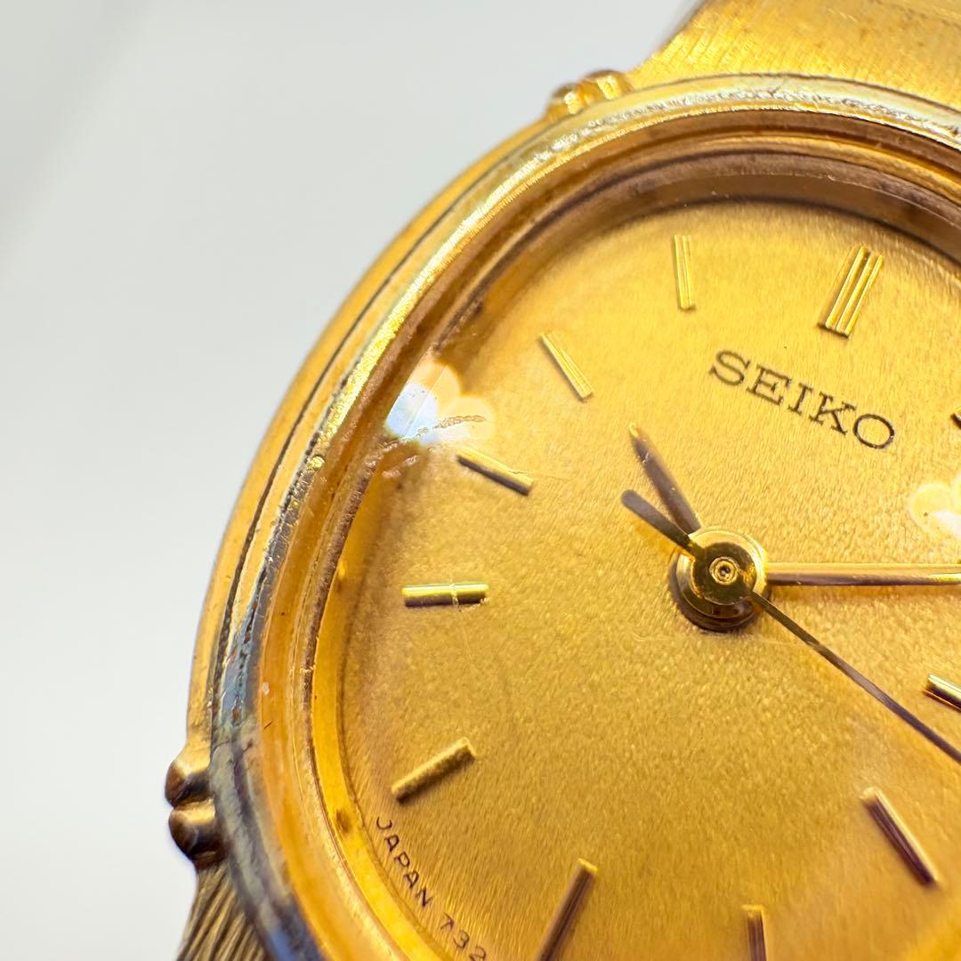 新品電池★稼働 SEIKO セイコー 腕時計 ゴールド オーバル 純正ベルト