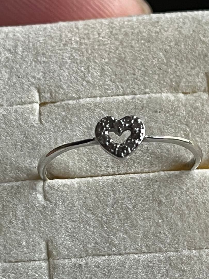 デザインハート型 ダイヤリング K10 11.5号