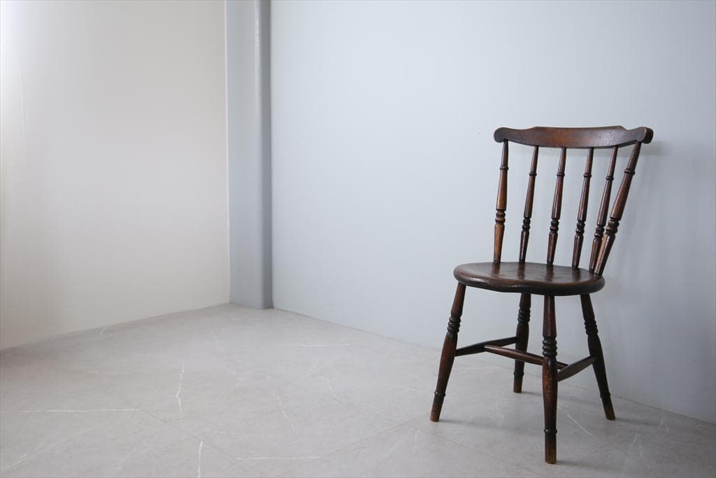 英国アンティーク木製キッチンチェア/ダイニングイス/椅子/飾り棚89-229-2