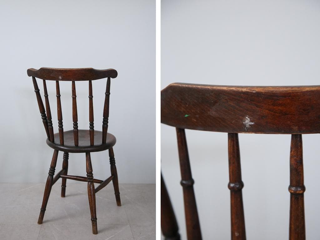 英国アンティーク木製キッチンチェア/ダイニングイス/椅子/飾り棚89-229-2