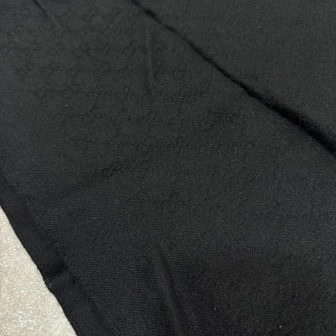 GUCCI グッチ GG柄 総柄 ブラック マフラー ストール ショール