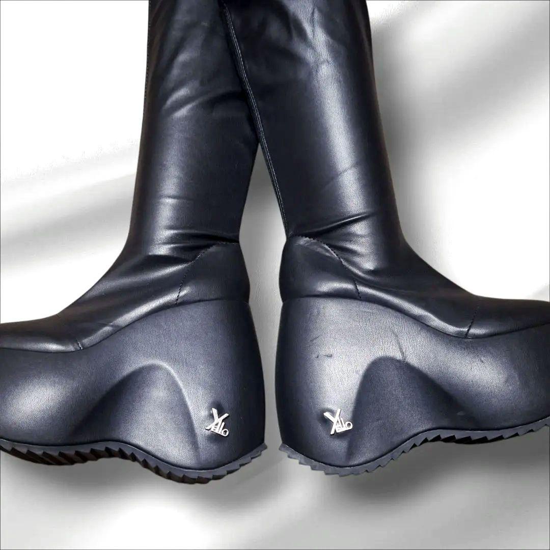 YELLO INK PLATFORM LONG BOOTS 22.5 黒 厚底