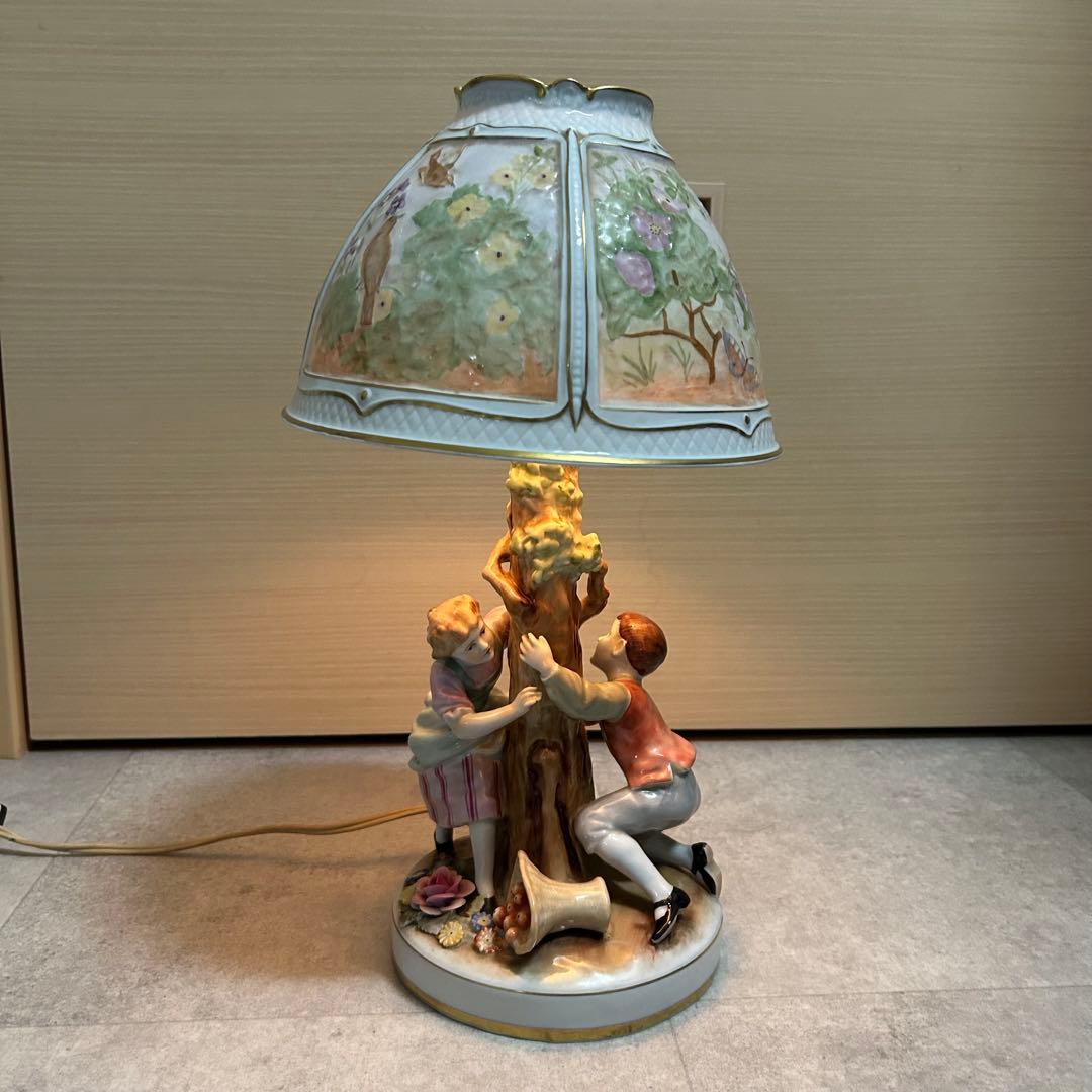 MADE in GDR フォン・シアーホルツ 色絵人物 スタンドライト ランプ