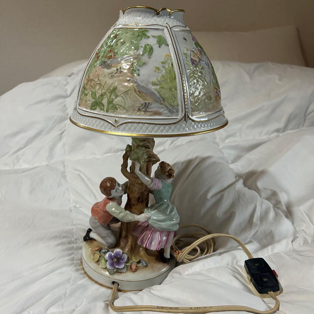 MADE in GDR フォン・シアーホルツ 色絵人物 スタンドライト ランプ