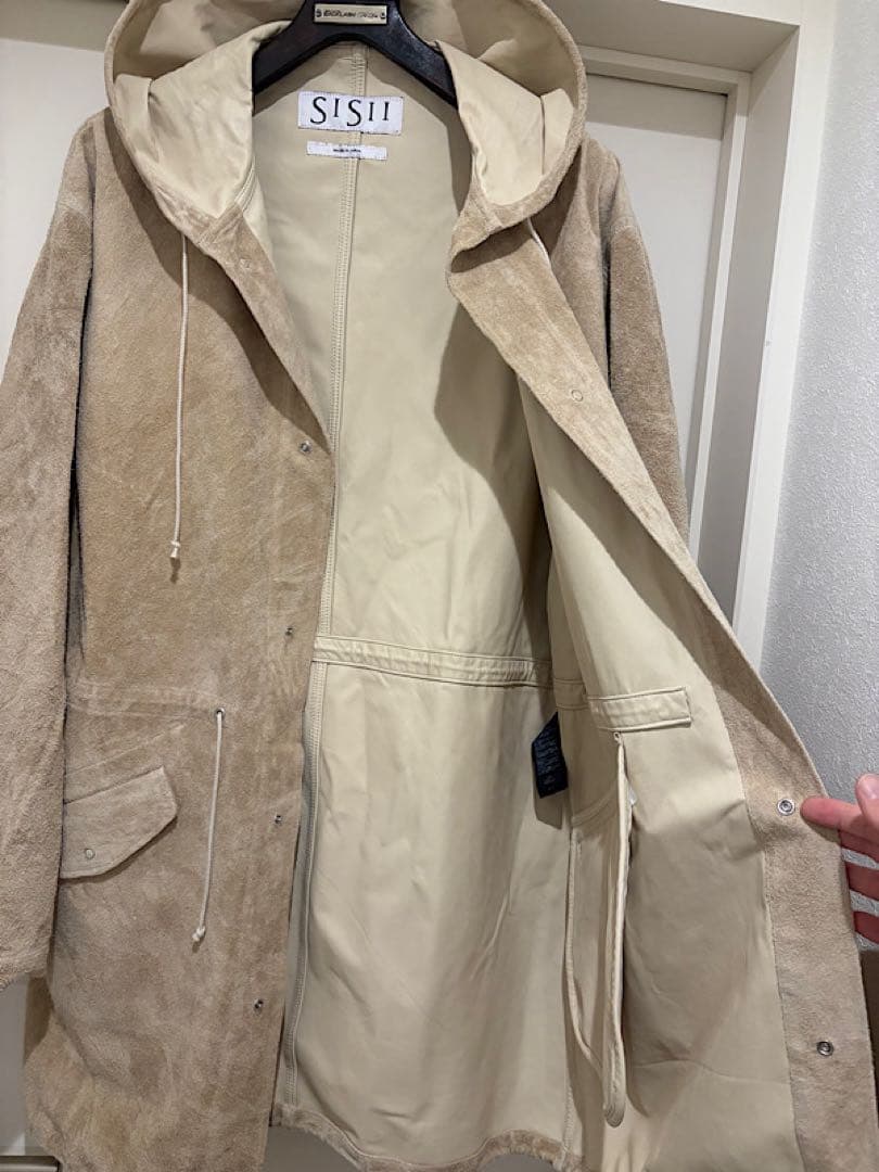 良品SISIIシシ23FW定価12万円レザースノーパーカーコートL