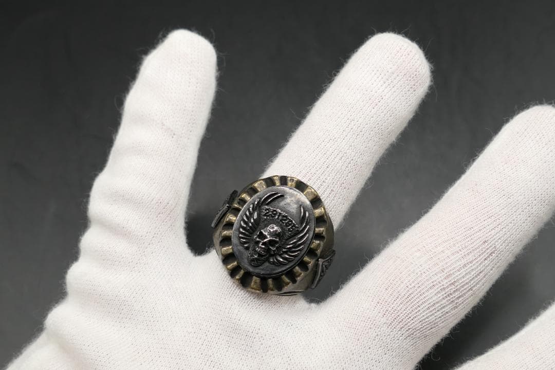 未使用　18号　291295　HOMME　スカル　ウイング　リング　指輪　真鍮