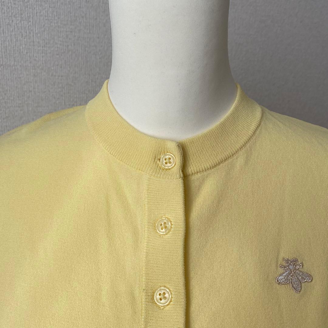 CAPRINO カプリーノ カーディガン ワンポイント 蜂 イエロー 五分袖