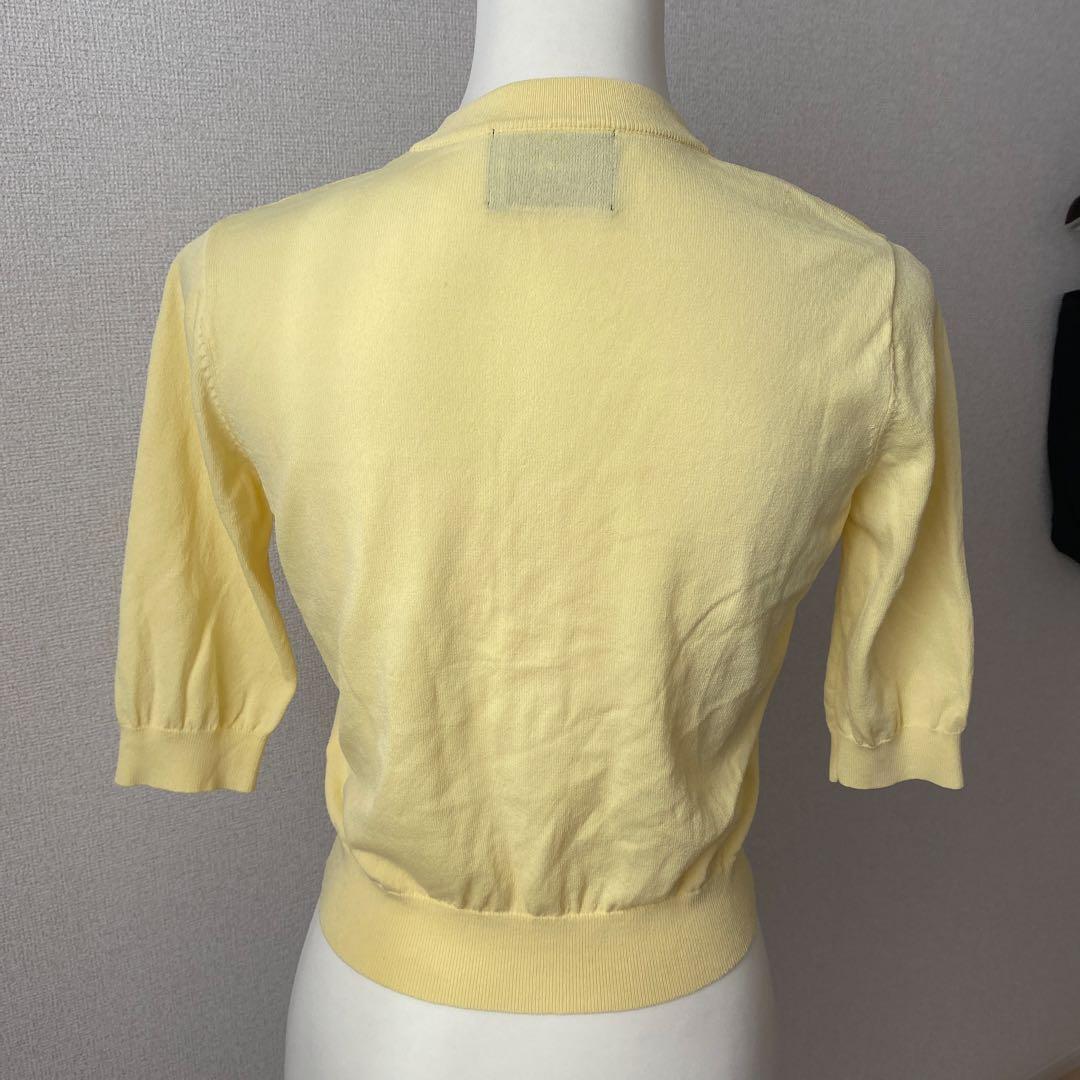 CAPRINO カプリーノ カーディガン ワンポイント 蜂 イエロー 五分袖