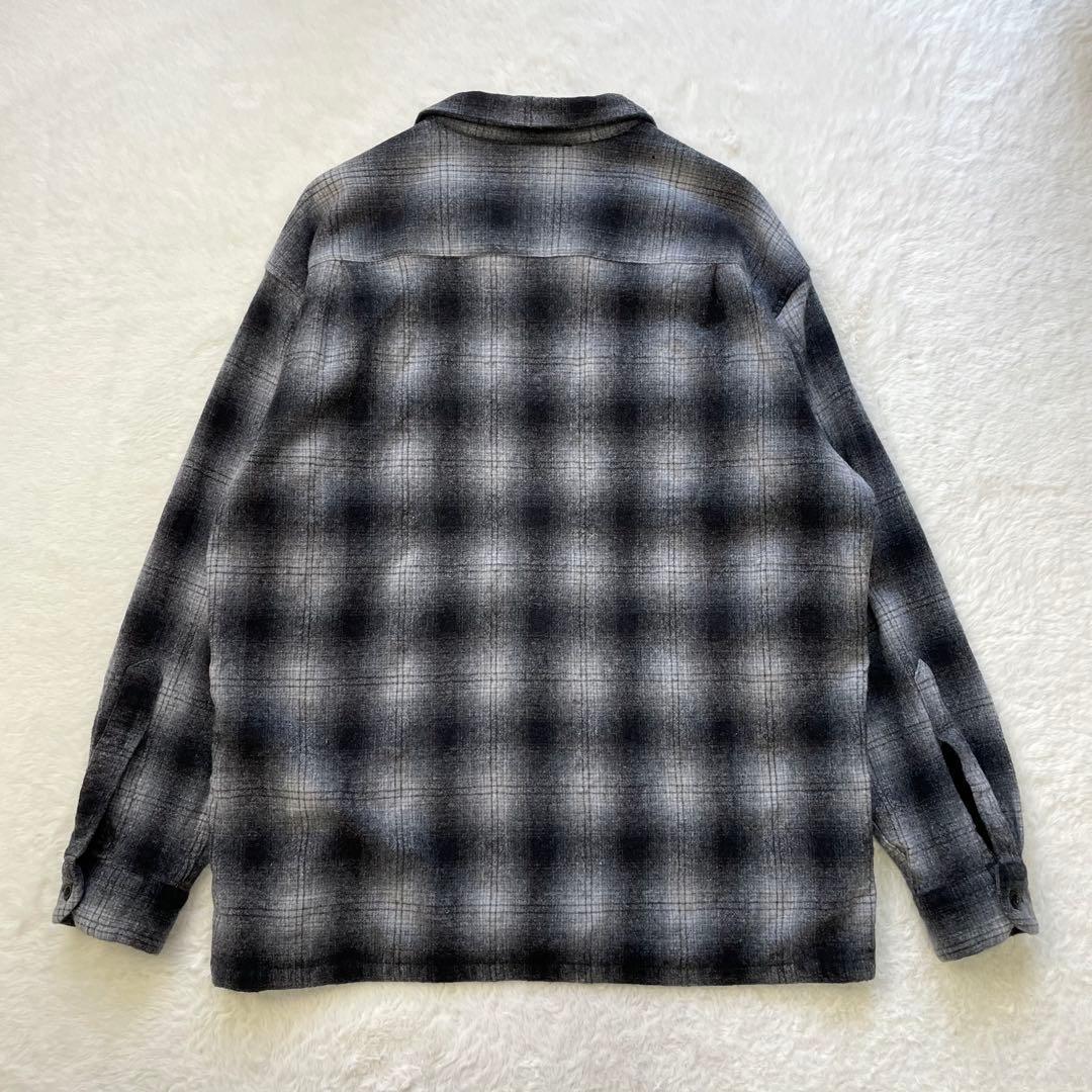 神配色！PENDLETON オンブレチェックボードシャツ 黒白灰 90s