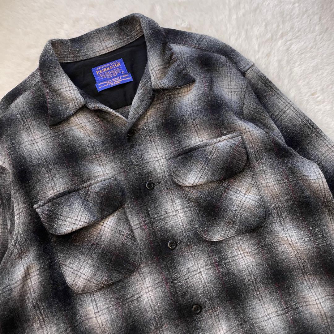 神配色！PENDLETON オンブレチェックボードシャツ 黒白灰 90s