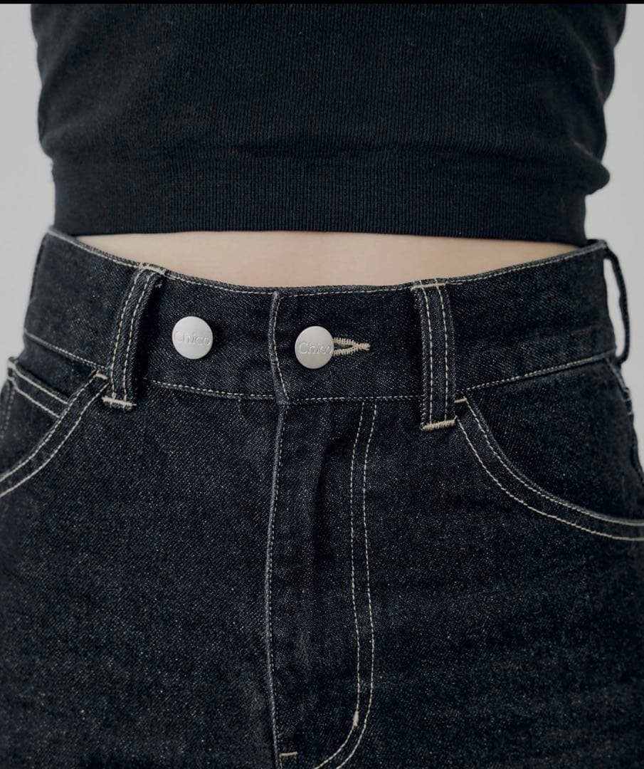 chico パッチ付きフレアデニム