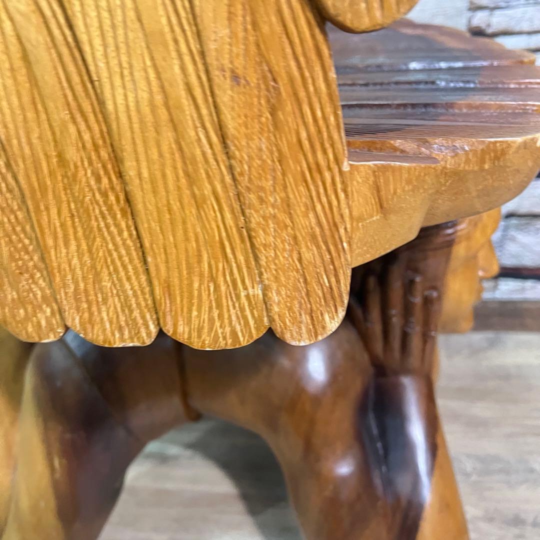 ꧁ヴィンテージ家具꧂ワシと少年の木彫りアームチェア 無垢 アンティーク 椅子