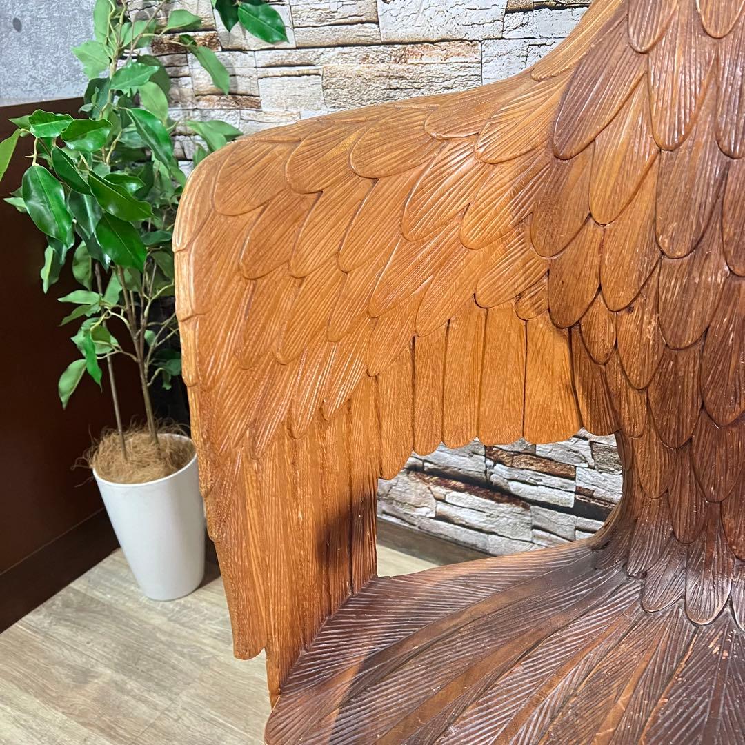 ꧁ヴィンテージ家具꧂ワシと少年の木彫りアームチェア 無垢 アンティーク 椅子