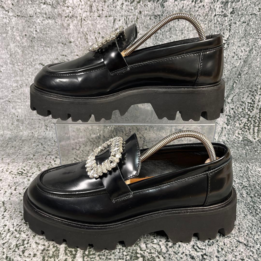 美品 ファビオルスコーニ ローファー ビジュー ブラック 厚底