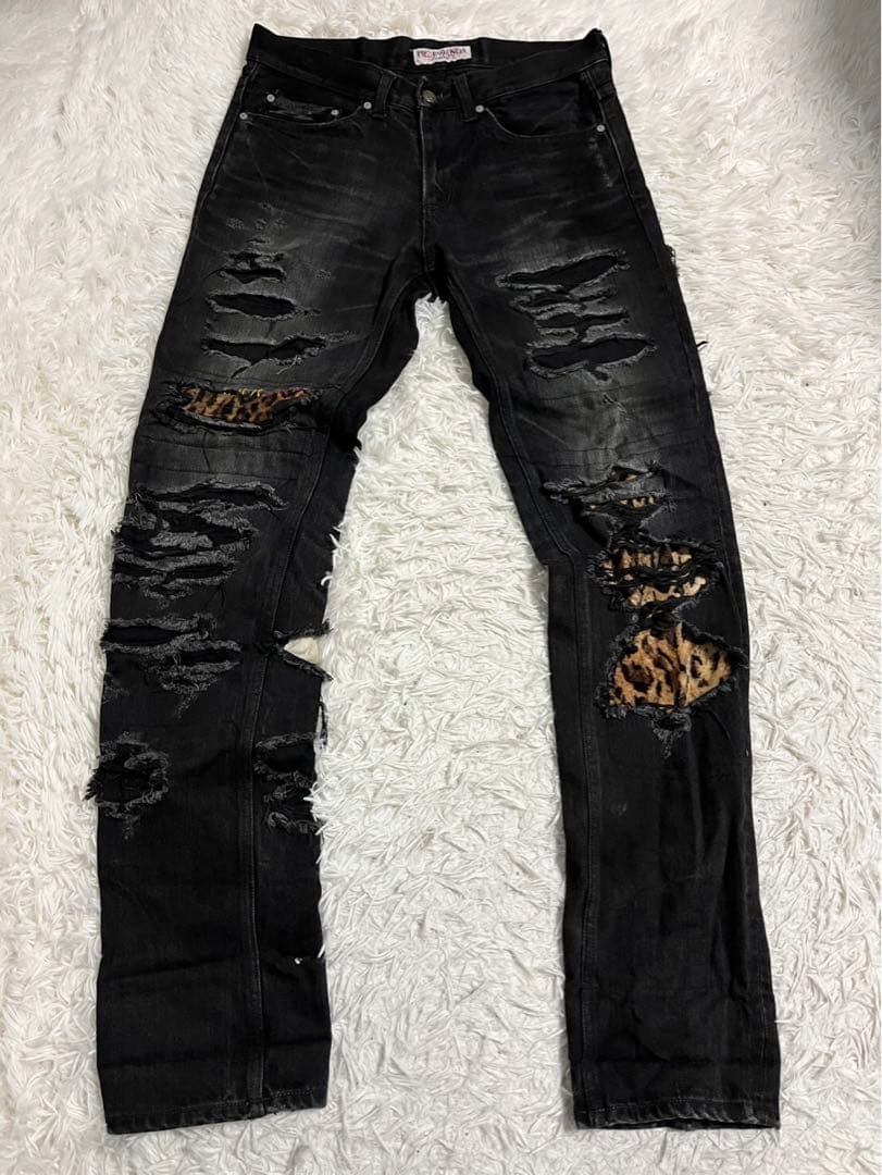 PROPA9ANDA プロパガンダ　デニム　ジーンズ　リペア加工　黒　W31