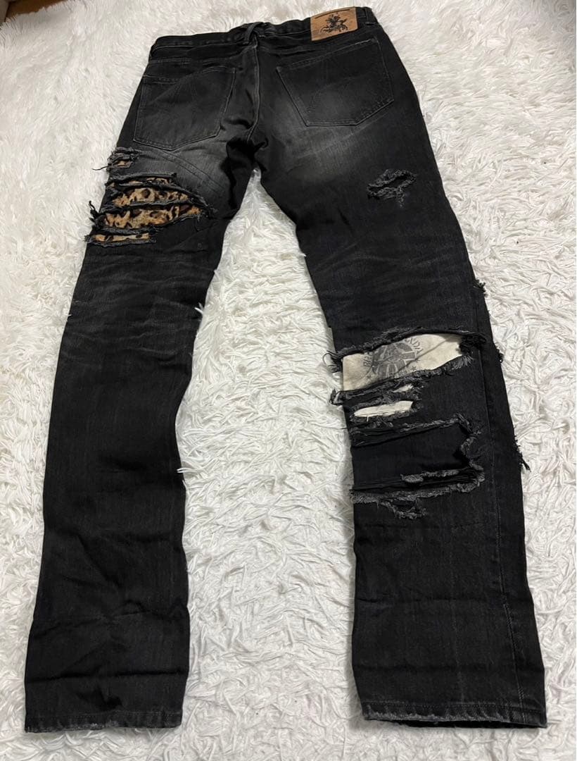 PROPA9ANDA プロパガンダ　デニム　ジーンズ　リペア加工　黒　W31
