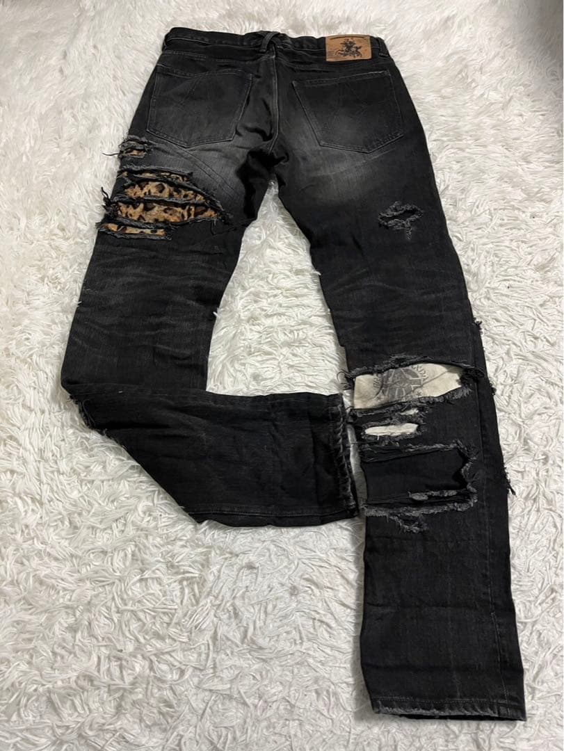 PROPA9ANDA プロパガンダ　デニム　ジーンズ　リペア加工　黒　W31