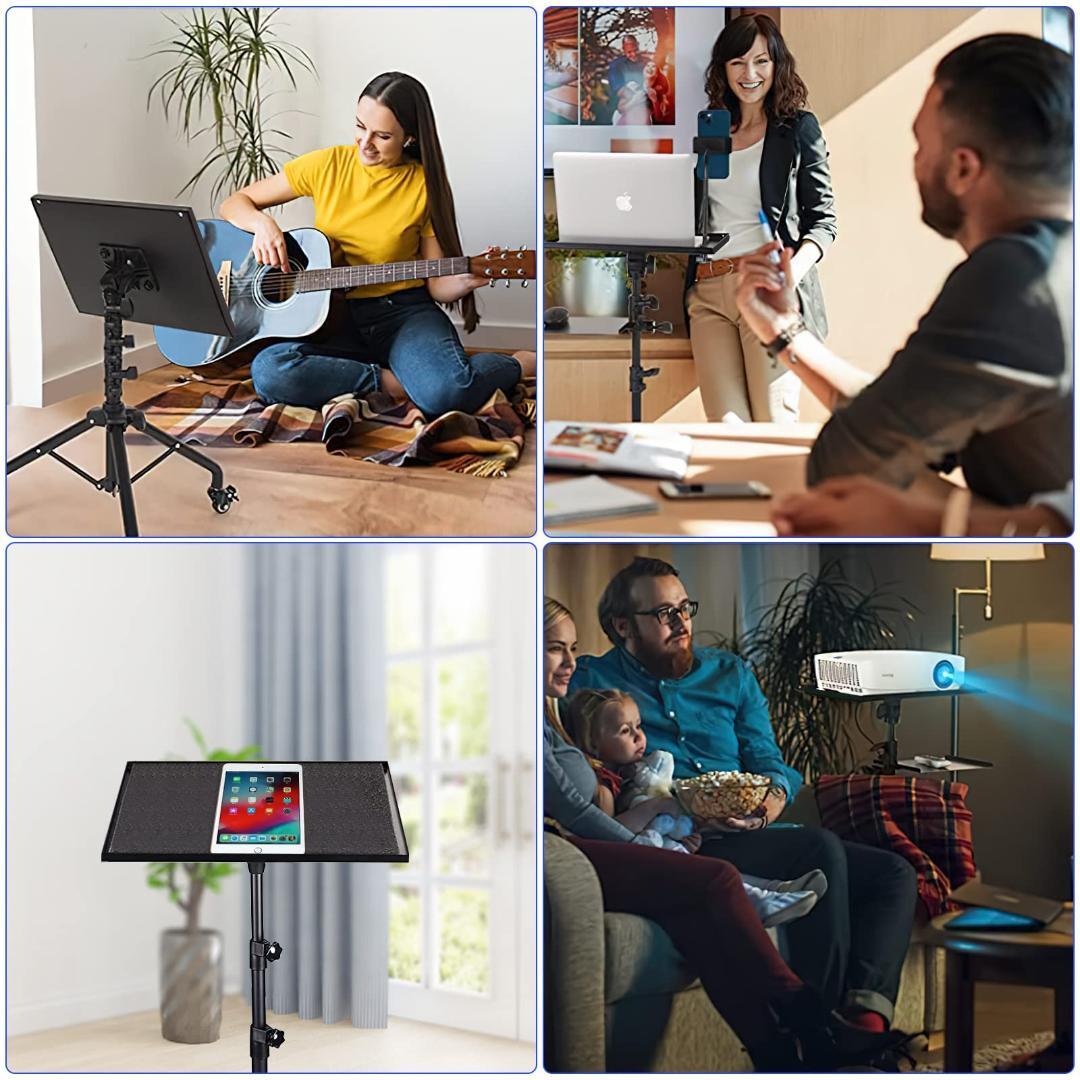 ☆プロジェクタースタンド 三脚式 キャスター付 3段階 高さ調整機能 180°