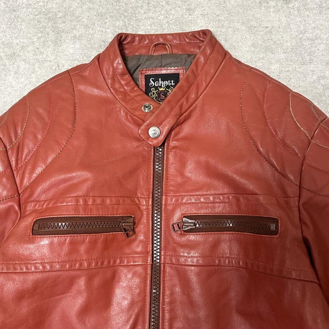 【希少カラー/RED】SCHOTTライダースジャケット 牛革 Mサイズ
