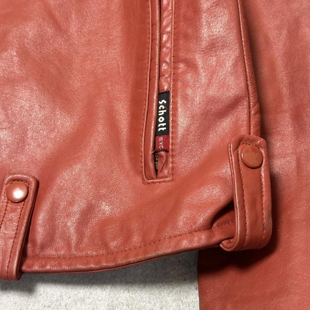 【希少カラー/RED】SCHOTTライダースジャケット 牛革 Mサイズ