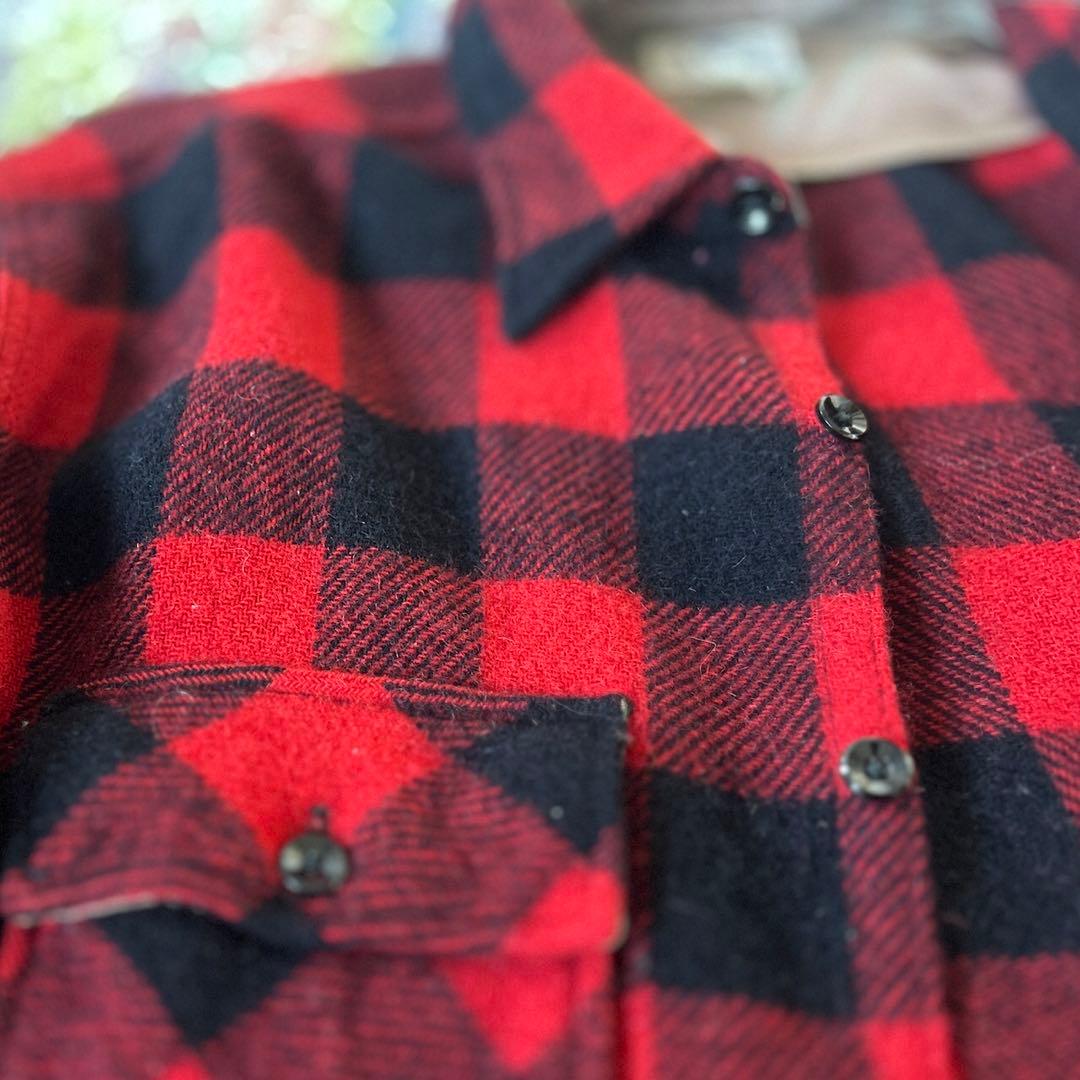 50年代PILGRIMピルグリム/ブロックチェック/ビンテージネルシャツ赤/XL