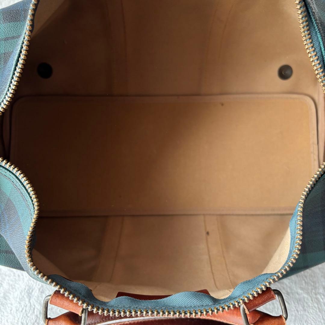 ポロラルフローレン ボストンバッグ ２WAY PVCレザー ブラックウォッチ 緑