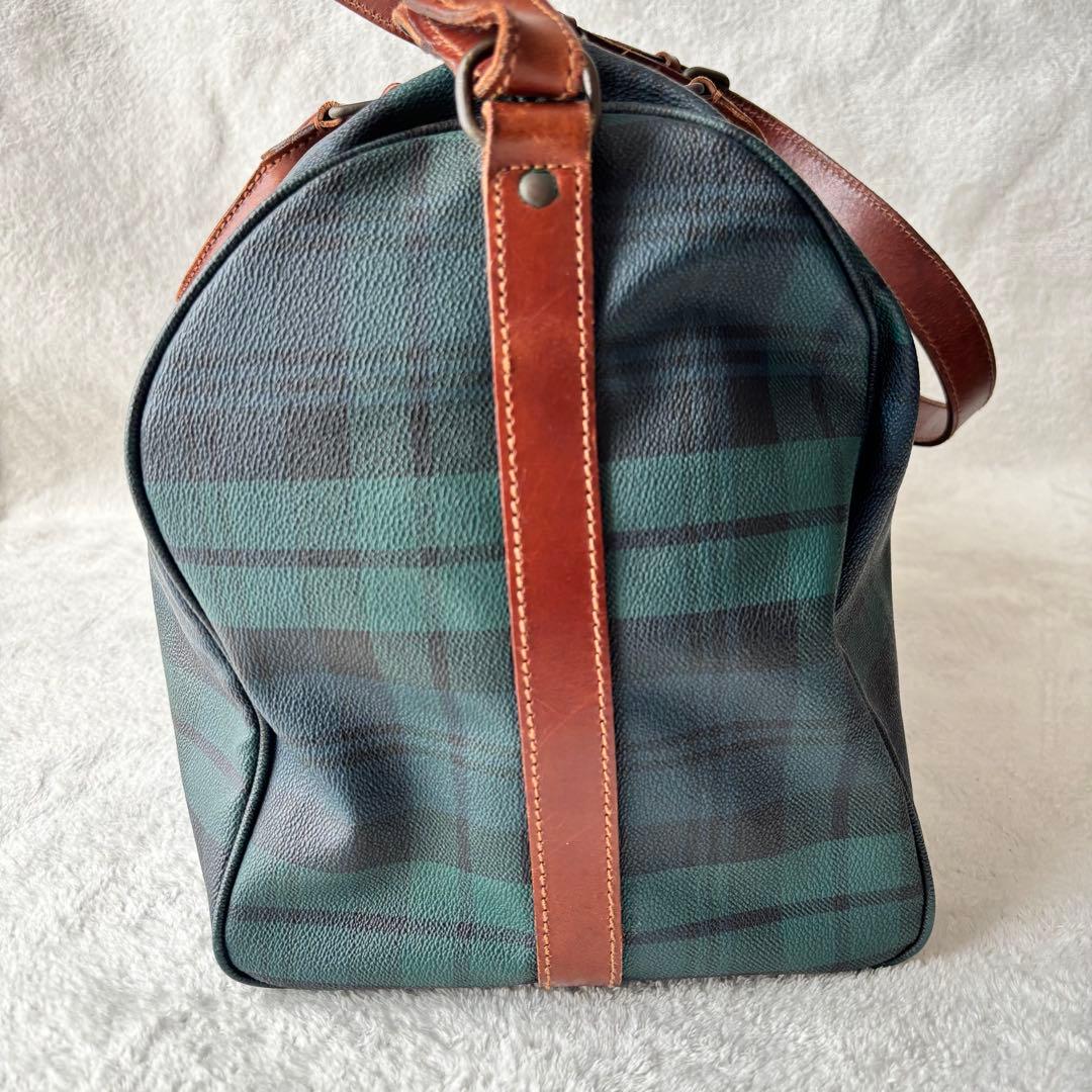 ポロラルフローレン ボストンバッグ ２WAY PVCレザー ブラックウォッチ 緑