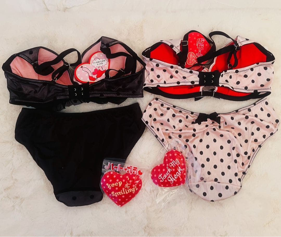 【廃盤】【絶版】【レア】ハート ブラ ショーツ ブラック ピンク セット