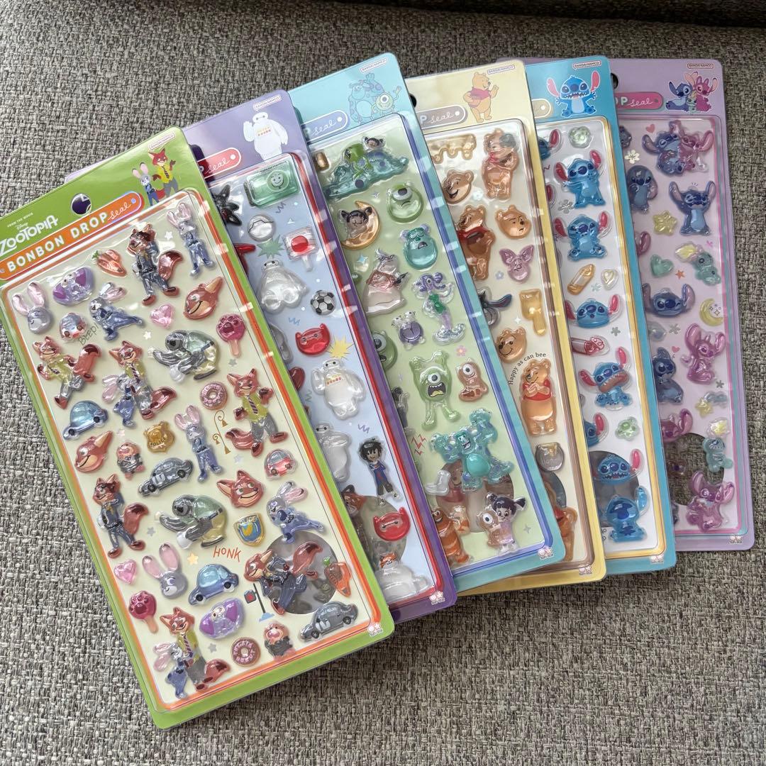 即購入⭕️【正規品】ボンボンドロップシール 6枚セット　ディズニー第二弾