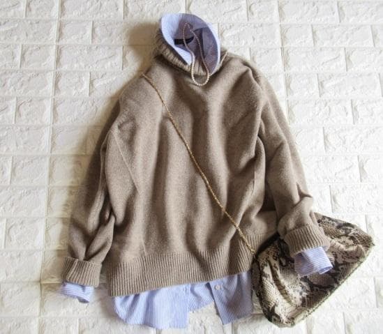 ユナイテッドアローズ 上質 カシミヤ混 コクーン タートル ニット ベージュ