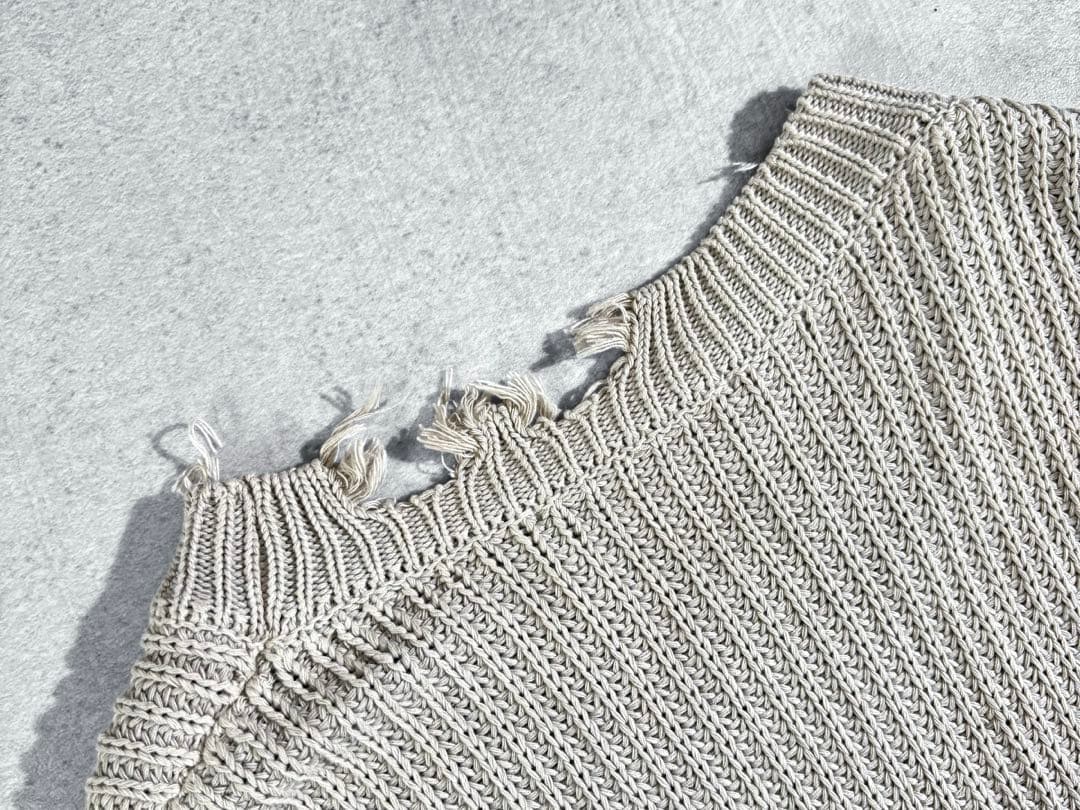 極美品 APSTUDIO ストーンウォッシュダメージプルオーバー コットンニット