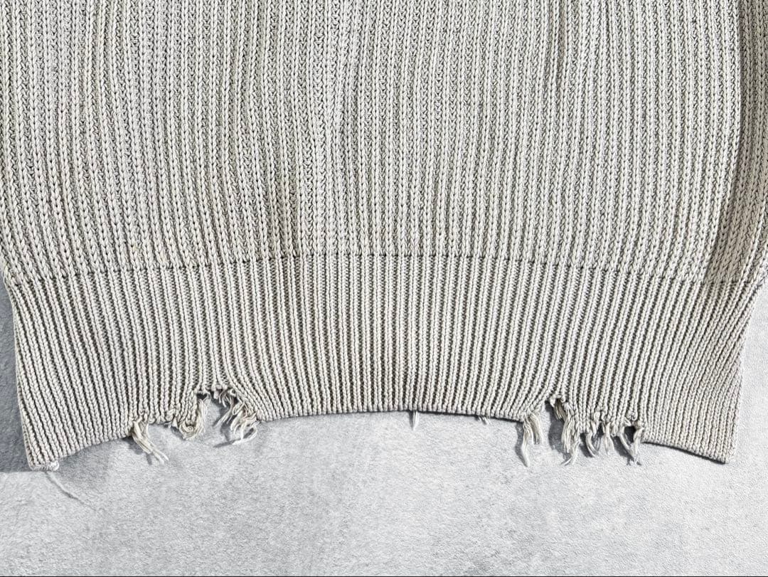 極美品 APSTUDIO ストーンウォッシュダメージプルオーバー コットンニット