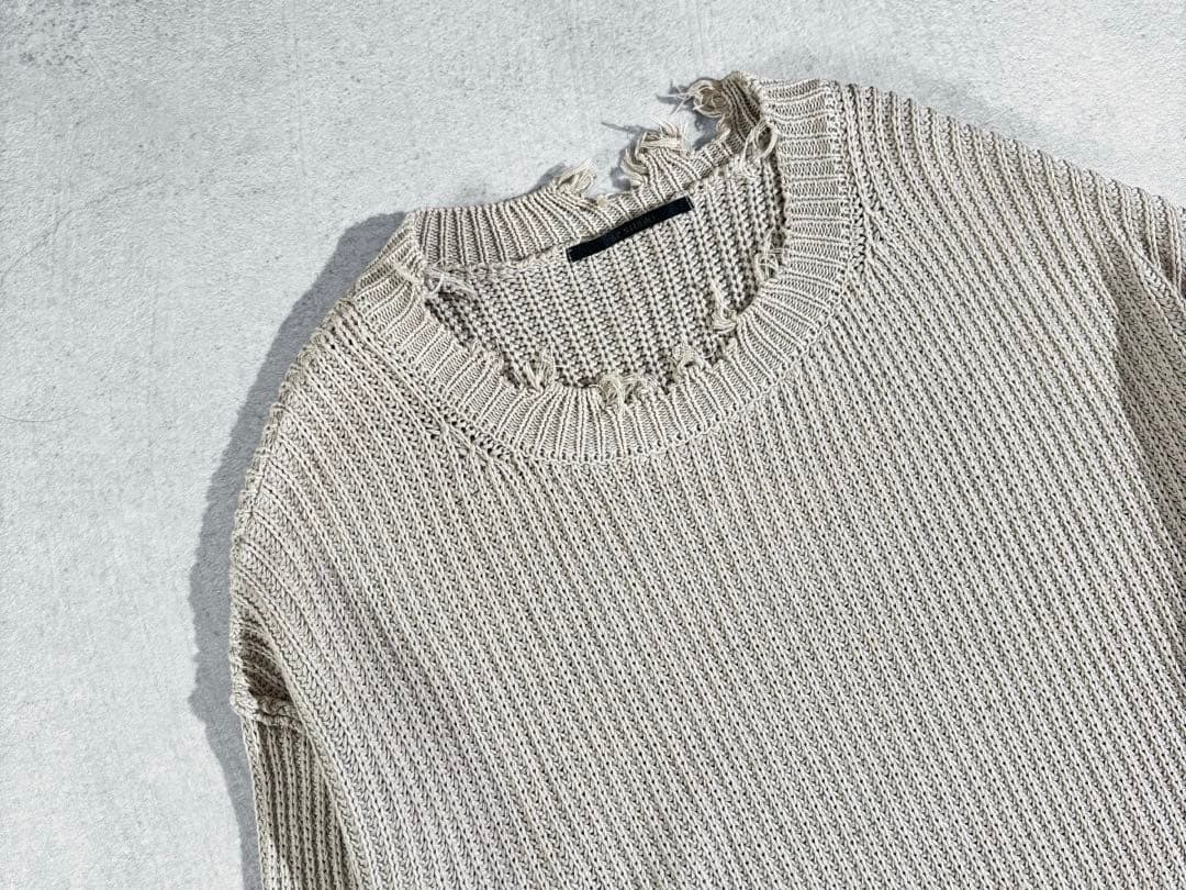 極美品 APSTUDIO ストーンウォッシュダメージプルオーバー コットンニット