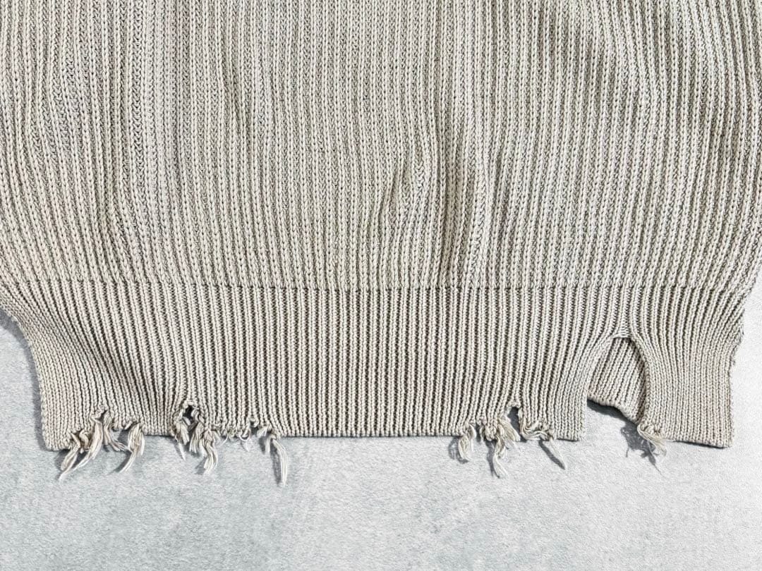 極美品 APSTUDIO ストーンウォッシュダメージプルオーバー コットンニット