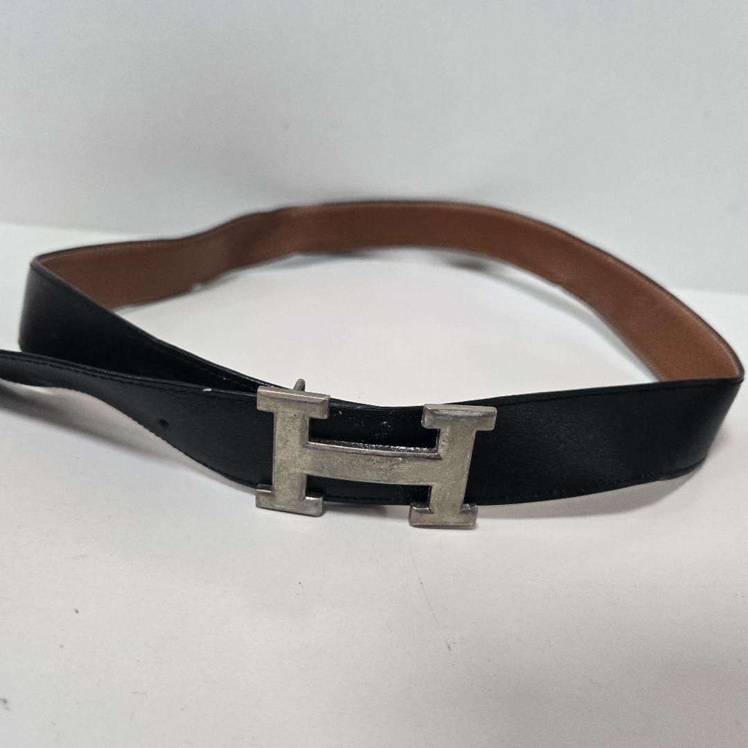 H字型バックル ブラックレザーベルト