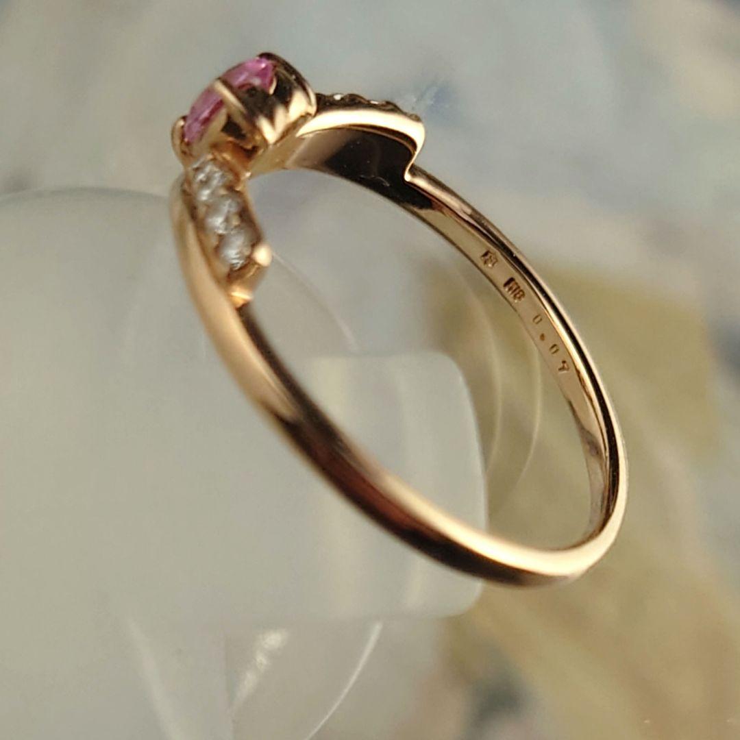 K18PGパパラチアサファイア　ダイヤモンドリング　18金　ダイヤ