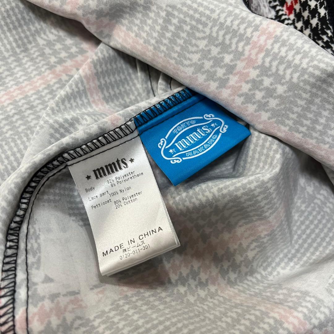 mmts　マミタス　しょこたん　グレンチェック　Aラインワンピース 総猫柄　F