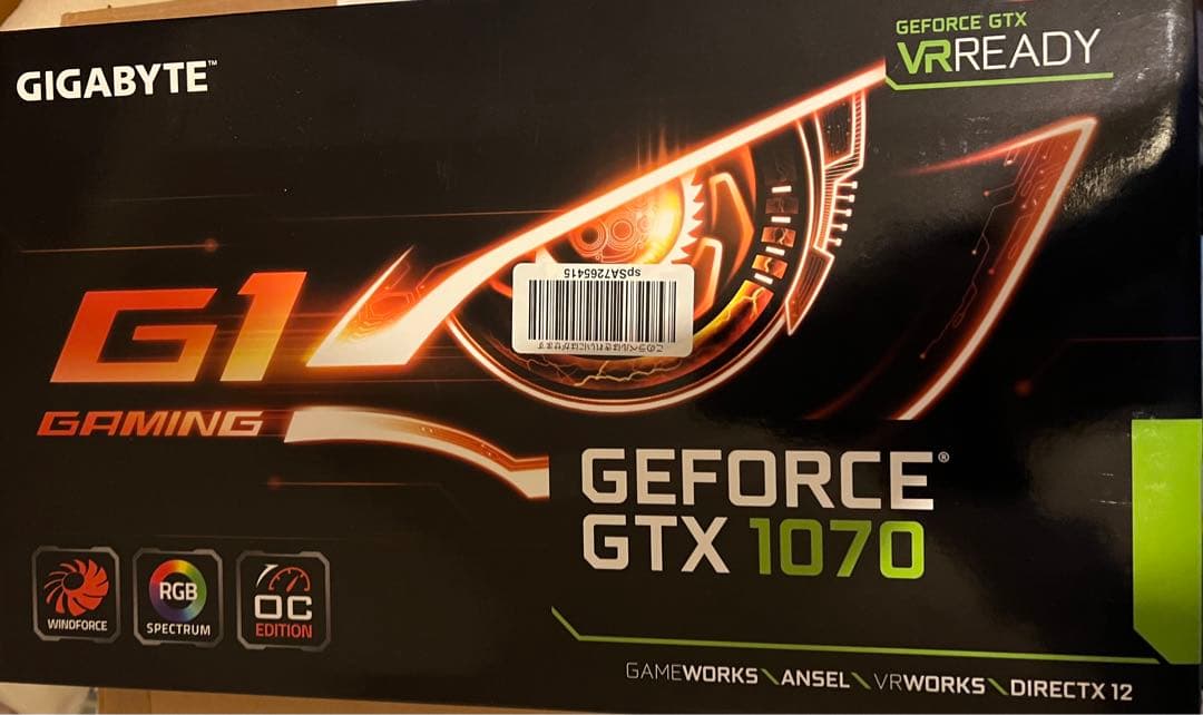 グラフィックボード・グラボ・ビデオカード GTX1070(GV-N1070G1 GAMING-8GD)PCIExp 8GB