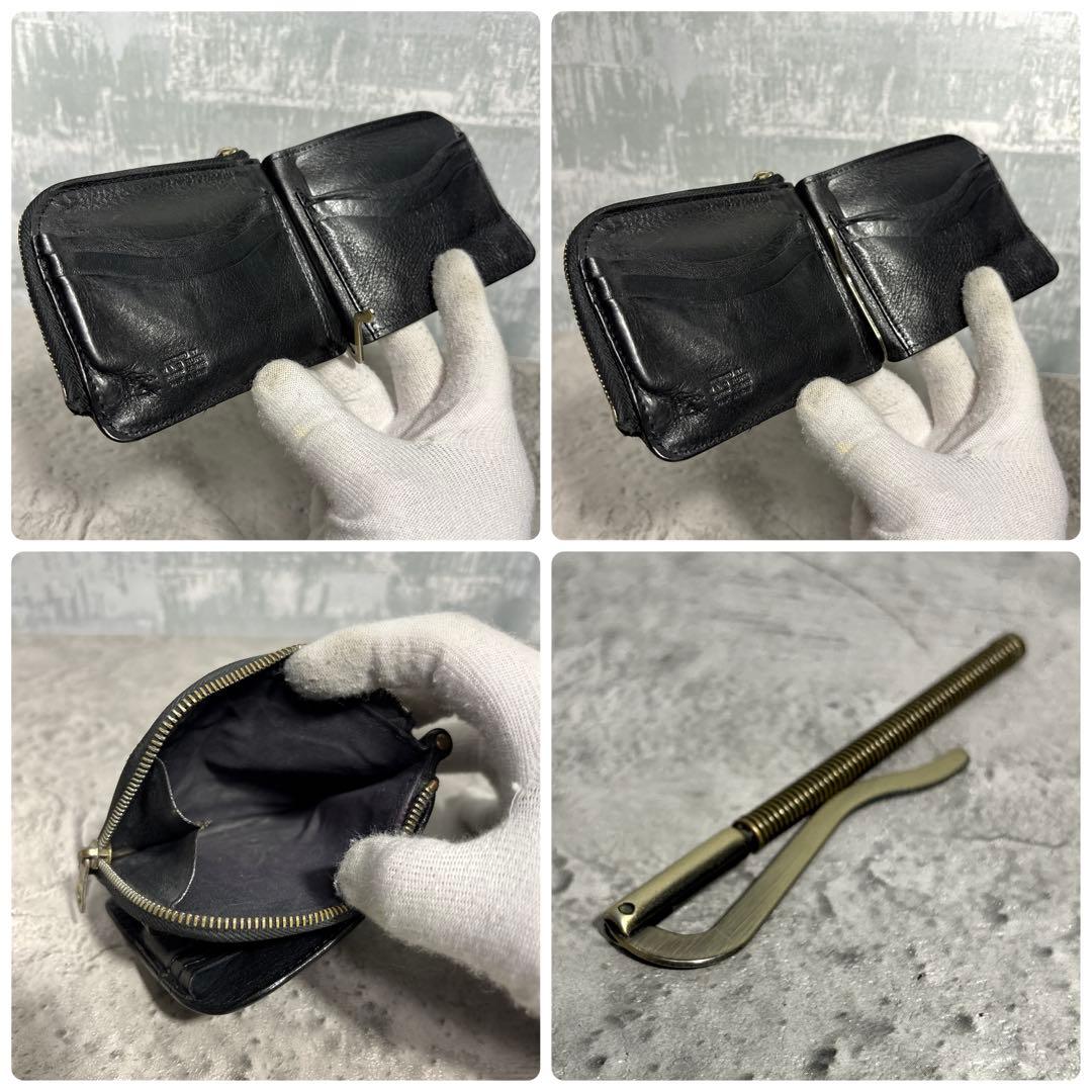 【新品クリップ付き！】イルビゾンテ マネークリップ レザー 黒 ミニ財布