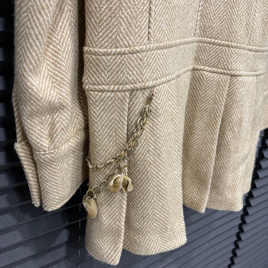 LIZLISA ベージュ　キャメル ヘリンボーンコート